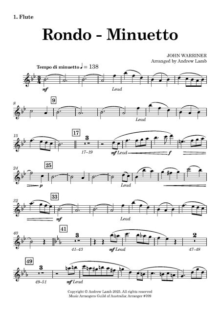 John WARRINER | Rondo Minuetto | for Wind Quintet - Image 2