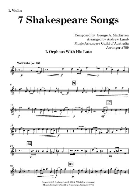 George Alexander MACFARREN | 7 Shakespeare Songs | for String Quartet (Optional Quintet) - Image 2