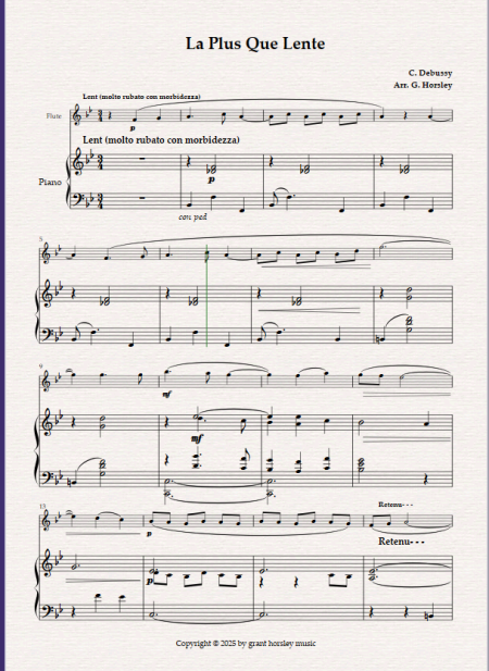 La Plus Que Lente. Debussy. Arranged for Flute and Piano - Image 2