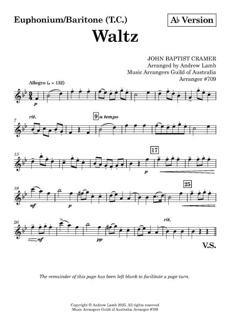 John Baptist CRAMER - Waltz - Solo Brass with Piano accomp. - Image 2