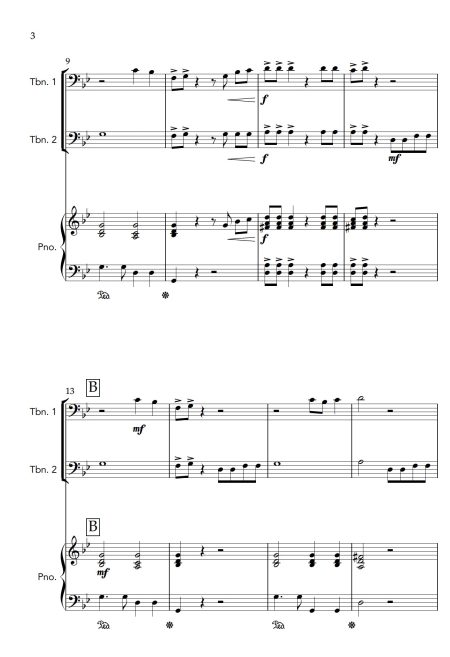 Tread Carefully - Trombone Duet with Piano Accompaniment - Image 3