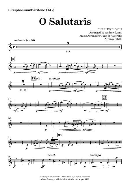 Charles DUVOIS | O Salutaris | for Brass Duet and Piano Accompaniment - Image 2