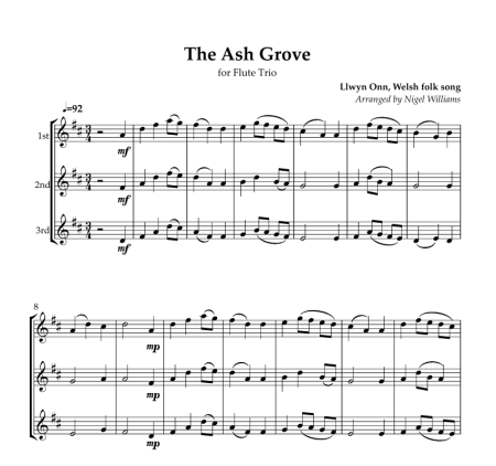 The Ash Grove, for Flute Trio