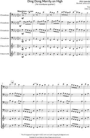 Ding Dong Merrily on High – Trombone Quartet