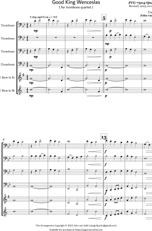 Good King Wenceslas – Trombone Quartet
