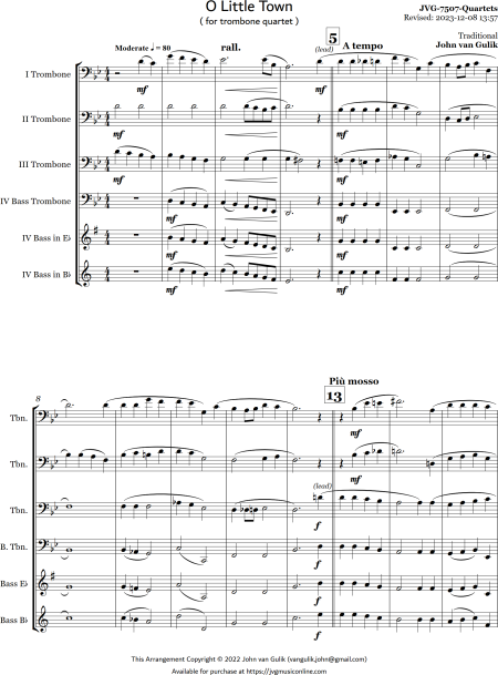 O Little Town - Trombone Quartet - Image 2