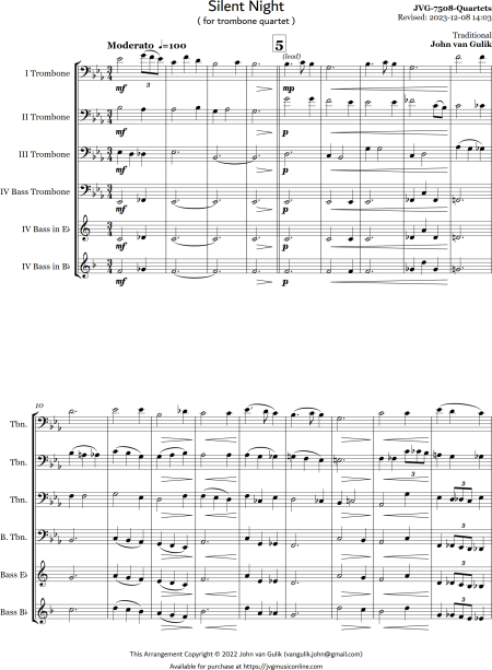 Silent Night - Trombone Quartet - Image 2