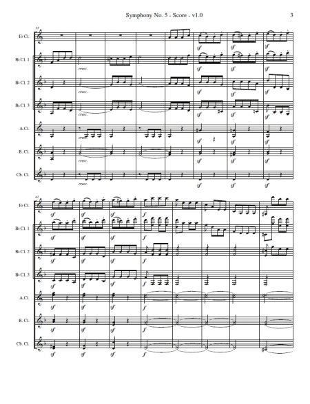 Beethoven Symphony No. 5 Mvt. 1, Allegro con brio for Clarinet Choir - Image 4