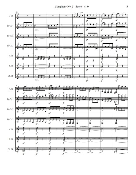 Beethoven Symphony No. 5 Mvt. 1, Allegro con brio for Clarinet Choir - Image 5