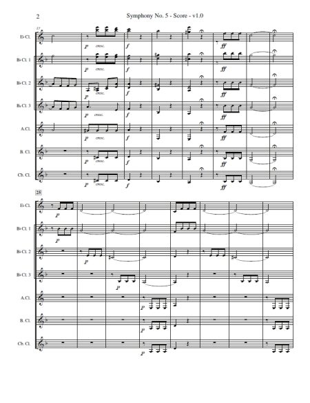 Beethoven Symphony No. 5 Mvt. 1, Allegro con brio for Clarinet Choir - Image 3