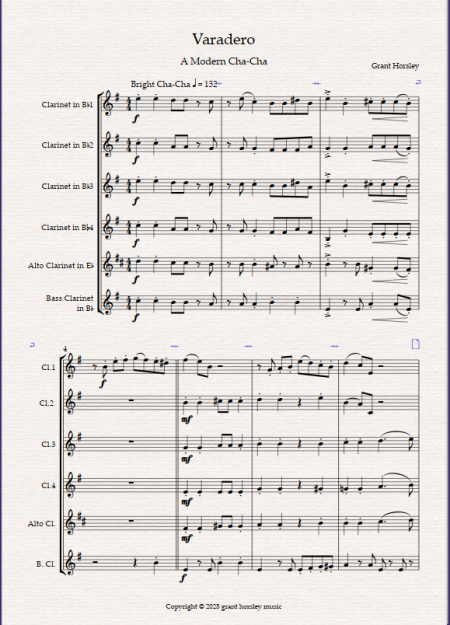 "Varadero" A Modern Cha-Cha for Clarinet Choir - Image 2