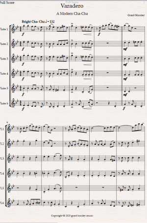 “Varadero” A Modern Cha-Cha for Flute Ensemble- 6 C Flutes