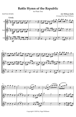 Battle Hymn of the Republic, for Flute Trio