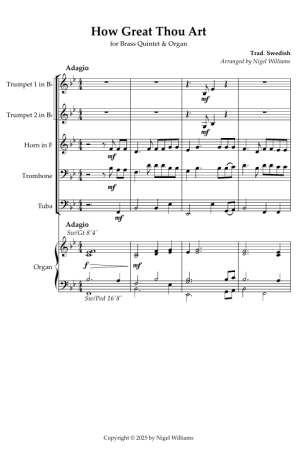 How Great Thou Art, for Brass Quintet and Organ