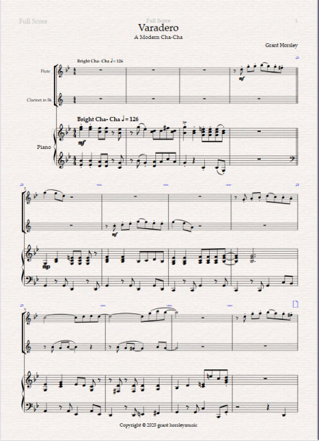 Varadero. A Modern Cha-Cha for Flute Clarinet and Piano. - Image 2