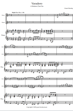 Varadero. A Modern Cha-Cha for Flute Duet and Piano.