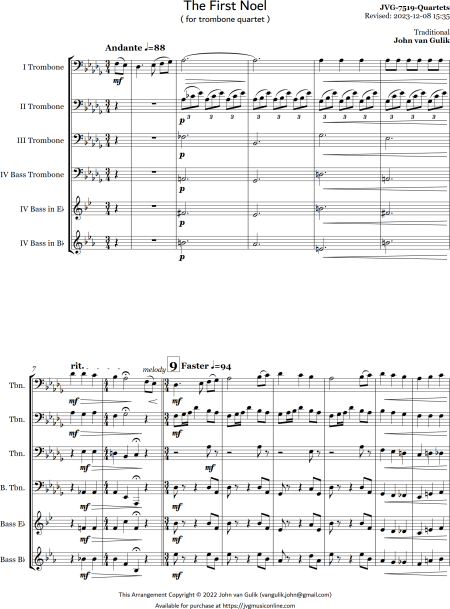 The First Noel - Trombone Quartet - Image 2