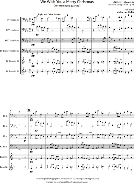 We Wish You a Merry Christmas - Trombone Quartet - Image 2