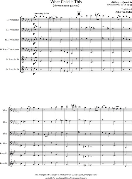 What Child is This - Trombone Quartet - Image 2