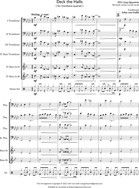 Deck the Halls - Trombone Quartet - Image 2