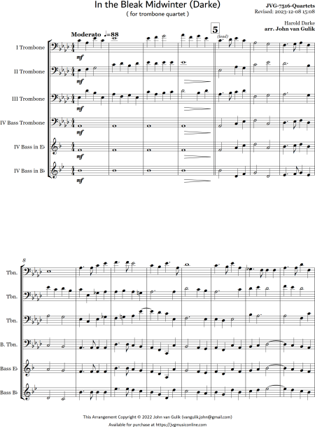 In the Bleak Midwinter (Darke) - Trombone Quartet - Image 2