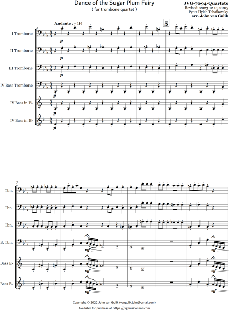 Dance of the Sugar Plum Fairy - Trombone Quartet - Image 2