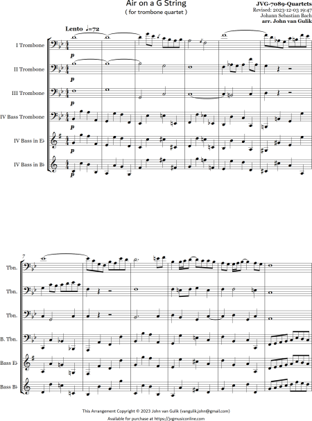 Air on a G String - Trombone Quartet - Image 2