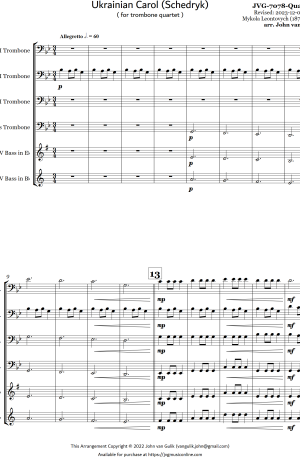 Ukrainian Carol (Schedryk) – Trombone Quartet