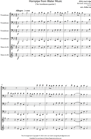 Hornpipe from Water Music – Trombone Quartet