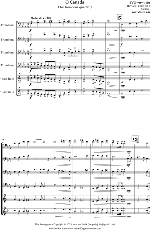 O Canada – Trombone Quartet