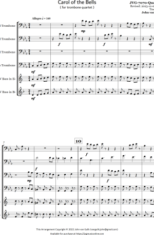 Carol of the Bells – Trombone Quartet