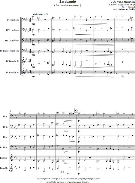 Sarabande - Trombone Quartet - Image 2