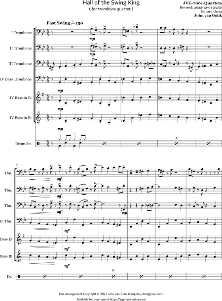 Hall of the Swing King - Trombone Quartet - Image 2