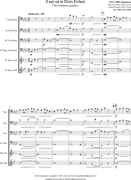 Il est ne le Divin Enfant - Trombone Quartet - Image 2
