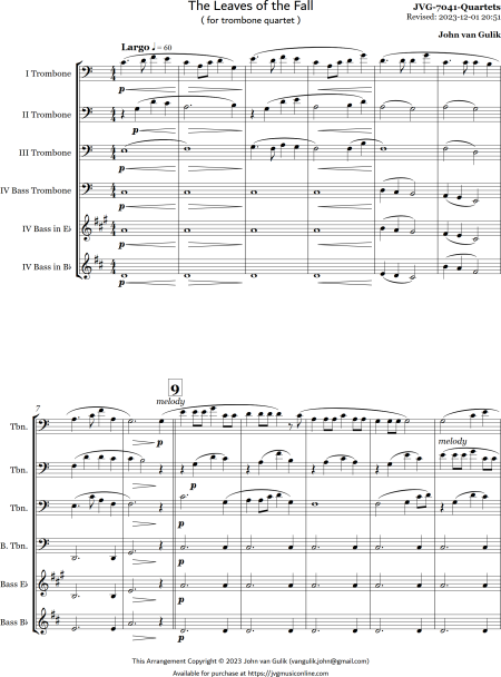 The Leaves of the Fall - Trombone Quartet - Image 2