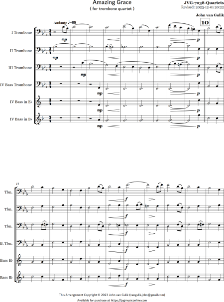 Amazing Grace - Trombone Quartet - Image 2