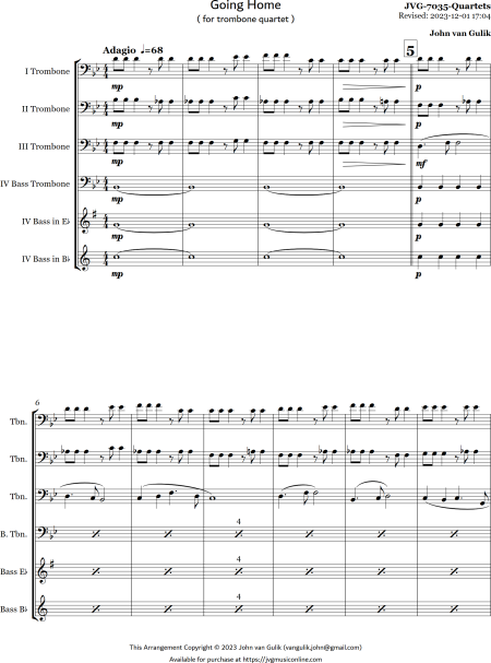 Going Home - Trombone Quartet - Image 2