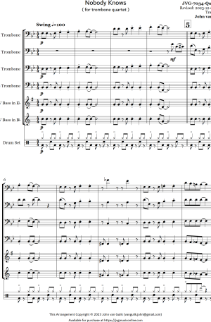 Nobody Knows – Trombone Quartet