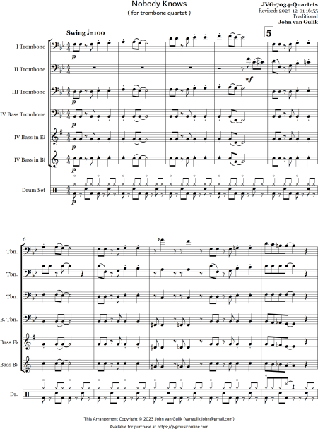 Nobody Knows - Trombone Quartet - Image 2