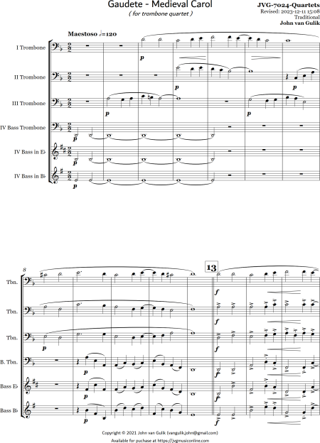 Gaudete - Medieval Carol - Trombone Quartet - Image 2