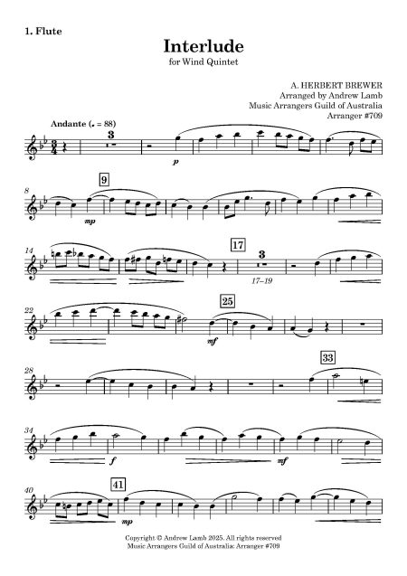 Alfred Herbert BREWER | Interlude | for Wind Quintet - Image 2