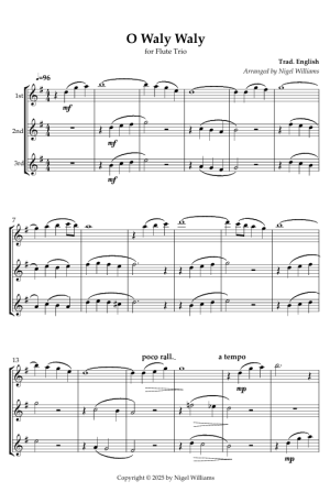 O Waly Waly, for Flute Trio