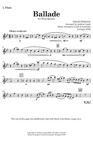 Oskar WEMANN | Ballade | for Wind Quintet