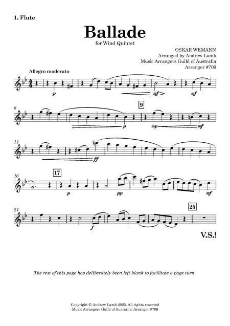 Oskar WEMANN | Ballade | for Wind Quintet - Image 2