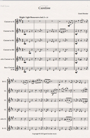 “Carefree” A gentle Bossa Nova for Clarinet Choir