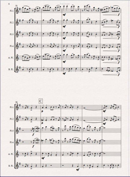 "Carefree" A gentle Bossa-Nova for Flute Choir - Image 3