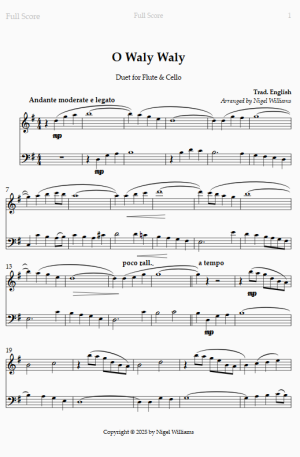 O Waly Waly, Duet for Flute & Cello