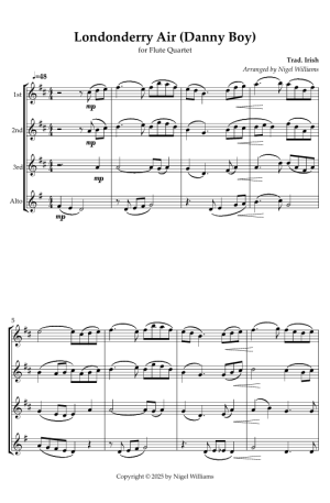 Londonderry Air (Danny Boy), for Flute Quartet