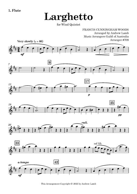 Larghetto (by Francis Cunningham Woods, arr. for Wind Quintet) - Image 2