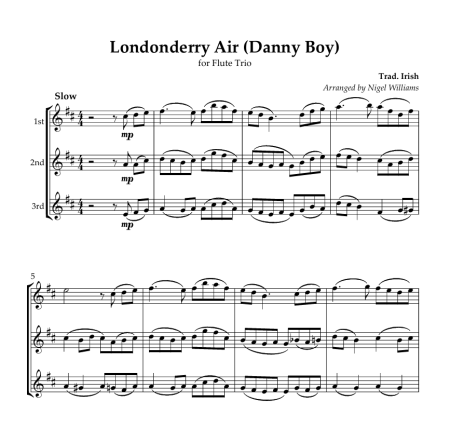 Londonderry Air (Danny Boy), for Flute Trio
